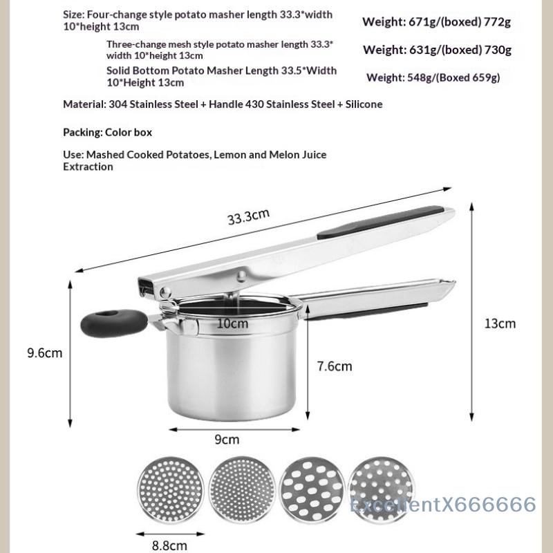 Home Cooking Restaurant - Alat Penghancur Kentang Stainless Steel Berkualitas