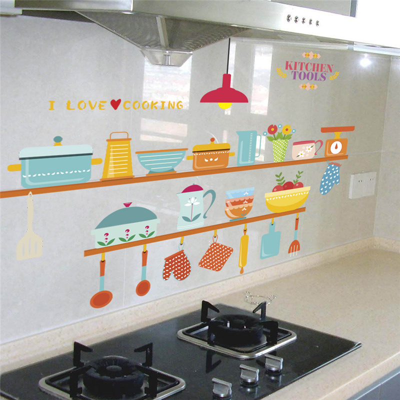 Home Cooking Quotes - Stiker Dinding Motif Peralatan Dapur Untuk